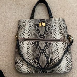 Lanvin snake pattern canvas bag